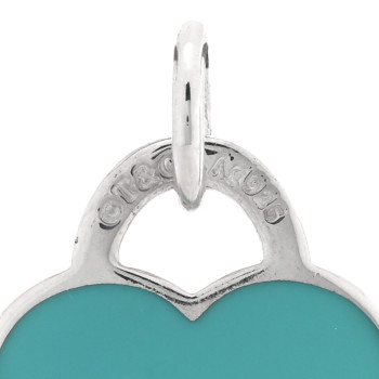 TIFFANY Sterling Silver Enamel Small Return to Tiffany Heart Tag Charm Blue