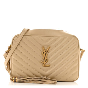 SAINT LAURENT Calfskin Matelasse Monogram Lou Camera Bag Nude Powder