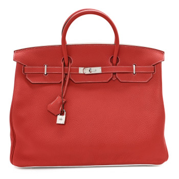 HERMES Togo Casaque Birkin 40 Sanguine White