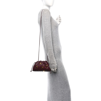 BOTTEGA VENETA Nappa Intrecciato Studded The Mini Pouch  Barolo