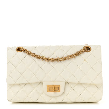 CHANEL Aged Calfskin Quilted 2.55 Reissue 225 Flap White