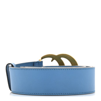 GUCCI Calfskin Double G 40mm Belt 90 36 Clear Sky Blue