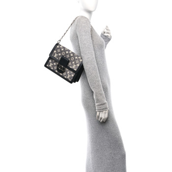 LOUIS VUITTON Denim Monogram Jacquard Dauphine MM Black
