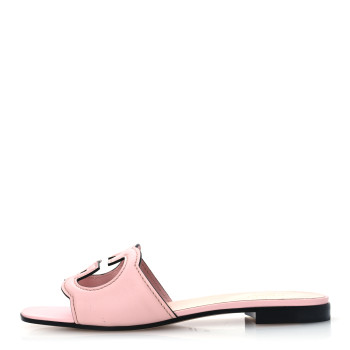 GUCCI Cosmos Softy Calfskin Interlocking G Cut Out Slide Sandals 39 Candy Cotton