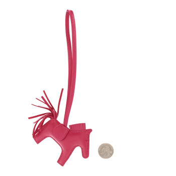 HERMES Milo Lambskin Grigri Rodeo Horse Bag Charm PM Rose Mexico
