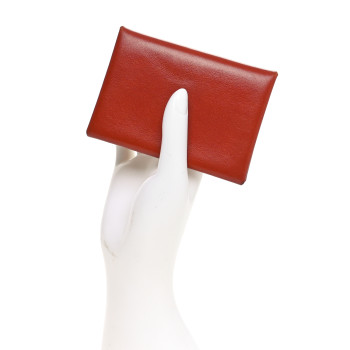HERMES Box Calvi Duo Card Case Brique