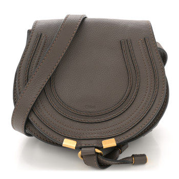 CHLOE Calfskin Mini Marcie Round Crossbody Bag Cashmere Grey