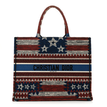 CHRISTIAN DIOR Canvas Embroidered Exclusive US Book Tote Multicolor