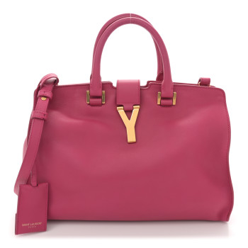 SAINT LAURENT Calfskin Small Classic Y Cabas Fuchsia