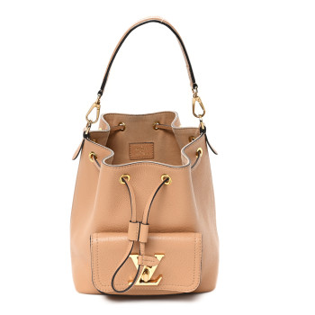 LOUIS VUITTON Calfskin Lockme Bucket MM Arizona Beige