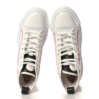LOUIS VUITTON Canvas Monogram LV Squad Sneaker Boots 39 White Pink