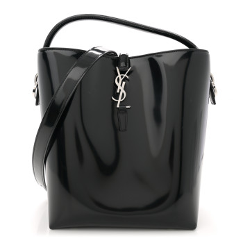SAINT LAURENT Patent Calfskin Le 37 Bucket Bag Black