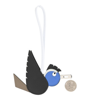 HERMES Epsom Swift Chevre Mysore Birdy Bag Charm Black Etoupe Bleu Hydra Bleu Brume