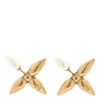 LOUIS VUITTON Pearl Louisette By Night Earrings Gold