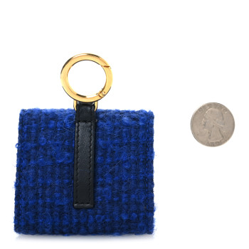 SAINT LAURENT Tweed Woven Quadrillage Monogram Airpods Pro Case Blue
