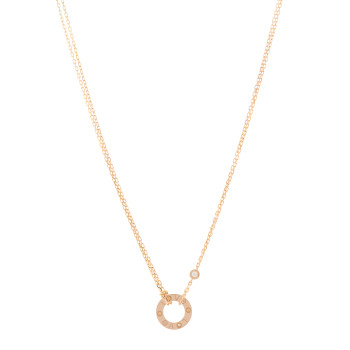 CARTIER 18K Yellow Gold 2 Diamond LOVE Necklace