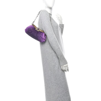 PRADA Nylon Lizard Frame Clutch Bag Ombre Purple