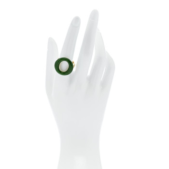 TIFFANY 18K Yellow Gold Green Jade Elsa Peretti Sevillana Ring 57 8
