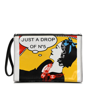 CHANEL Patent Just a Drop of N°5 Comic Coco Clutch