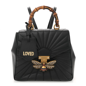 GUCCI Calfskin Bamboo Trapuntata Queen Margaret Backpack Black