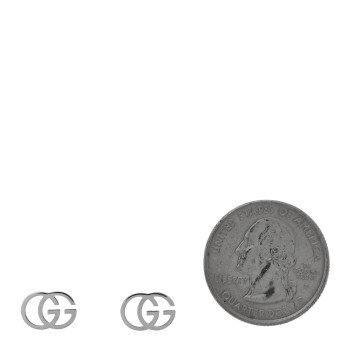GUCCI 18K White Gold GG Tissue Stud Earrings