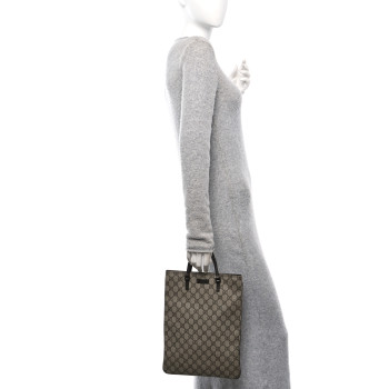 GUCCI GG Plus Monogram Flat Vertical Tote Dark Brown