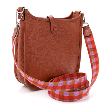HERMES Taurillon Clemence Maxi Quadrille Evelyne TPM Cuivre Capucine Parme Rouge Duchess