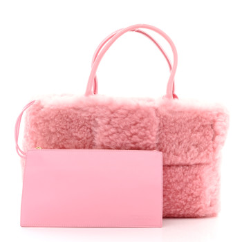 BOTTEGA VENETA Shearling Small Intrecciato Arco Tote Popsicle