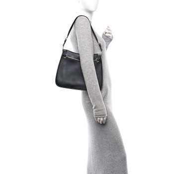 GUCCI Calfskin Horsebit Slim Shoulder Bag Black