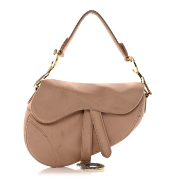CHRISTIAN DIOR Satin Crystal Mini Saddle Bag Powder Beige