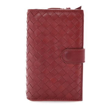 BOTTEGA VENETA Nappa Intrecciato Continental Flap Wallet Red