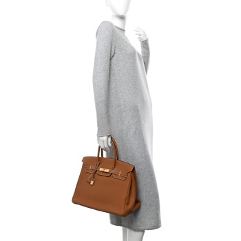 HERMES Taurillon Clemence Birkin 35 Gold