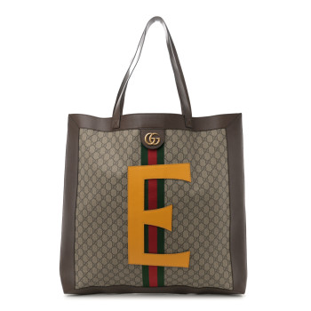 GUCCI GG Supreme Monogram Web DIY Ophidia Tote Brown