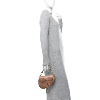 CHRISTIAN DIOR Satin Crystal Mini Saddle Bag Powder Beige