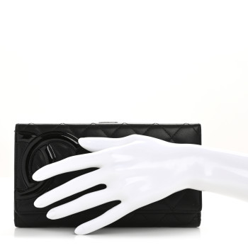 CHANEL Calfskin Quilted Cambon Long Double Wallet Black