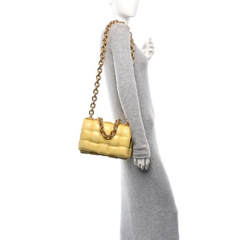 BOTTEGA VENETA Lambskin Maxi Intreccio Padded Chain Cassette Crossbody Bag Corn