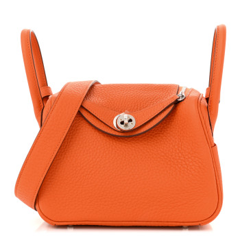 HERMES Taurillon Clemence Mini Lindy 20 Orange