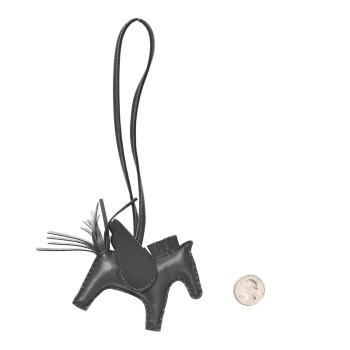 HERMES Milo Lambskin Grigri Rodeo Pegase Horse Bag Charm PM Ardoise