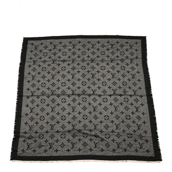 LOUIS VUITTON Wool Silk Monogram Neo Natte Shawl Black