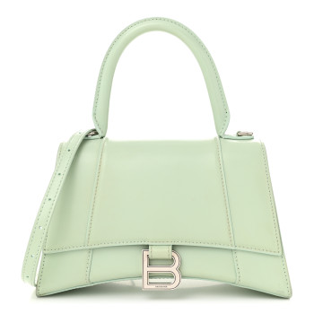 BALENCIAGA Shiny Box Calfskin Small Hourglass Top Handle Bag Light Green