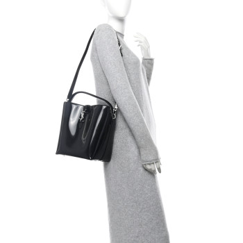 SAINT LAURENT Patent Calfskin Le 37 Bucket Bag Black