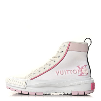 LOUIS VUITTON Canvas Monogram LV Squad Sneaker Boots 39 White Pink