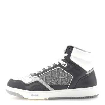 CHRISTIAN DIOR Smooth Calfskin Jacquard Oblique Mens B27 High Top Sneakers 40 Grey