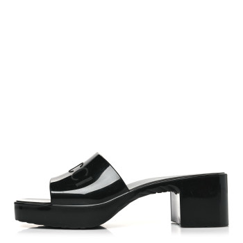 GUCCI Rubber Gucci Logo Womens Platform 20/60mm Slide Sandals 36 Black
