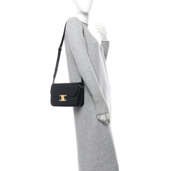 CELINE Shiny Calfskin Medium Triomphe Black