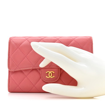 CHANEL Caviar Quilted Medium Flap Wallet Pink