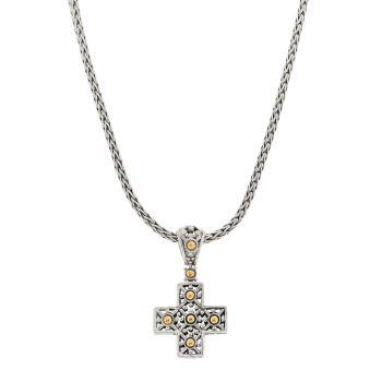 JOHN HARDY Sterling Silver 18K Yellow Gold Cross Pendant Necklace