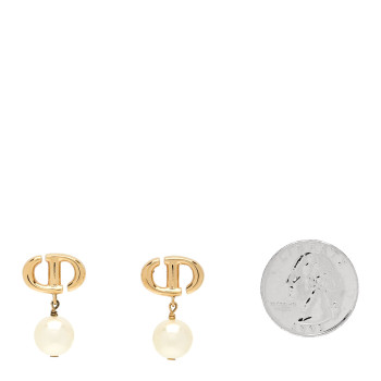 CHRISTIAN DIOR Pearl CD Earrings Gold