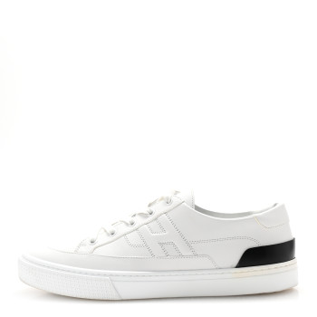 HERMES Calfskin Mens Deep Sneakers 42 White Black