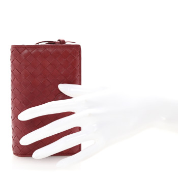 BOTTEGA VENETA Nappa Intrecciato Continental Flap Wallet Red